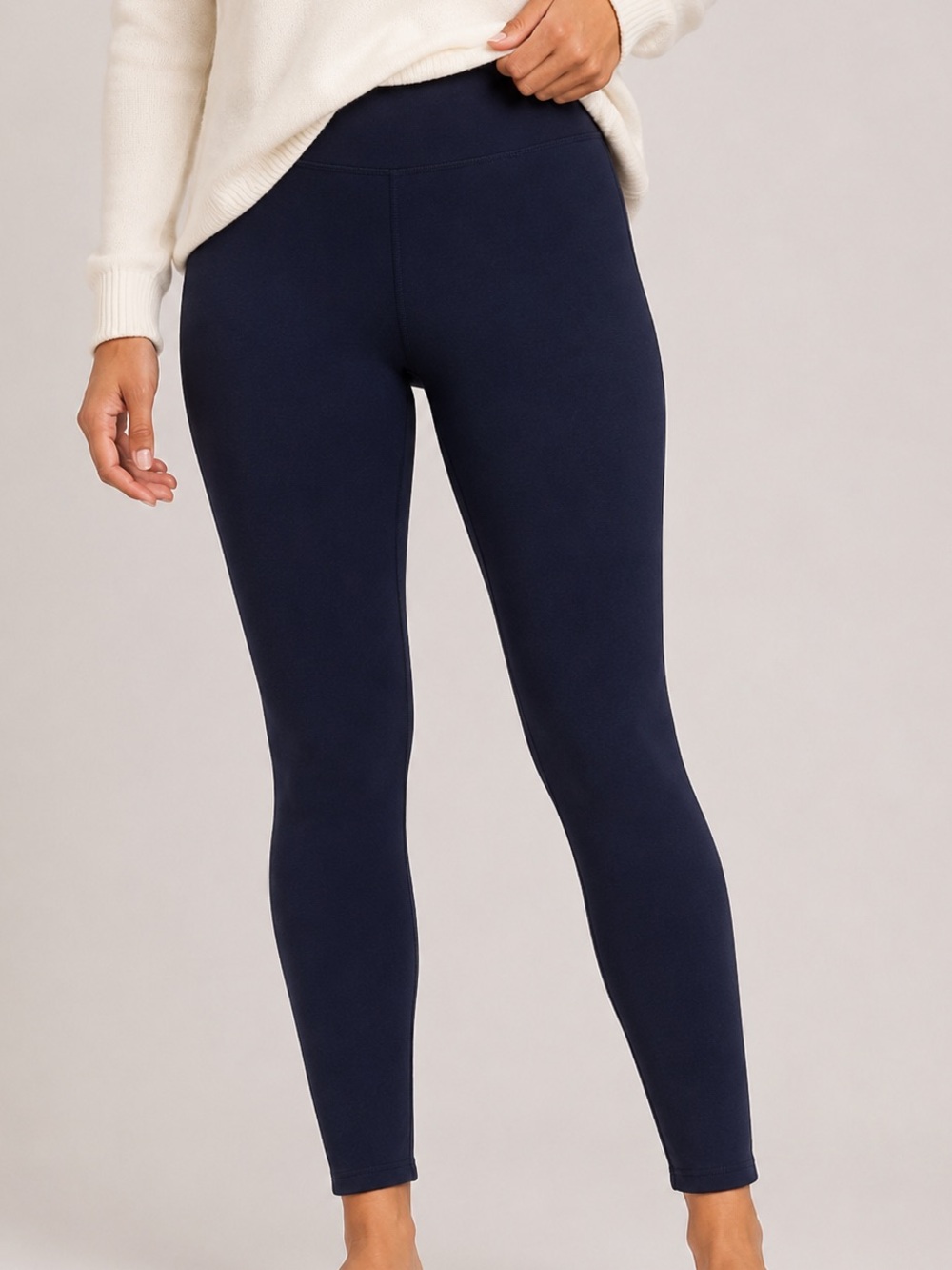 Gold Medal Fleece High-Rise Navy Ponte Leggings for Women